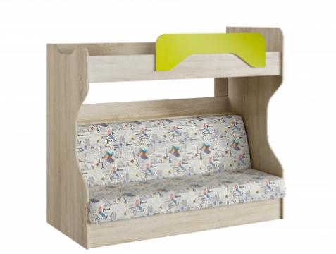 Кровать детская 2-х ярусная с диваном «Акварель» Лайм 037.43