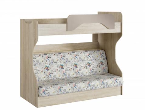 Кровать детская 2-х ярусная с диваном «Акварель» Капучино 037.43
