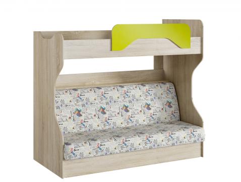 Кровать детская 2-х ярусная с диваном «Акварель» Лайм 037.43