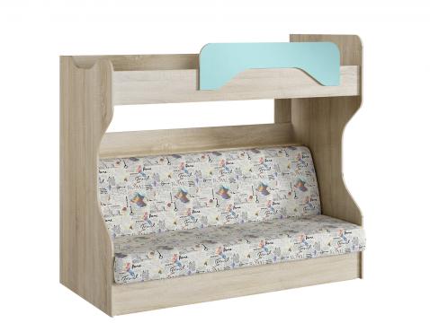 Кровать детская 2-х ярусная с диваном «Акварель» Кэнди 037.43